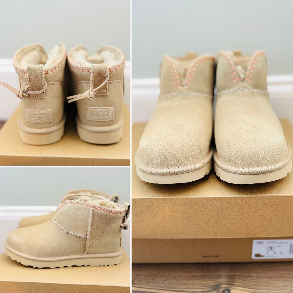 UGG Classic Ultra Mini Elaria Women’s Size 8 MDSD Suede Boots NIB
